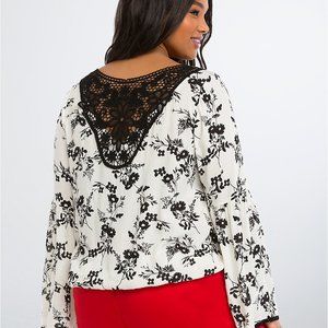 Torrid Floral Gauze Crochet Top - size 1